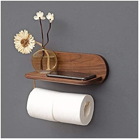 Рахима Вајпинг - држачи за тоалетна хартија со полица за складирање дрвена метална тоалетна ролна за тоалетот за бања, монтиран диспендер