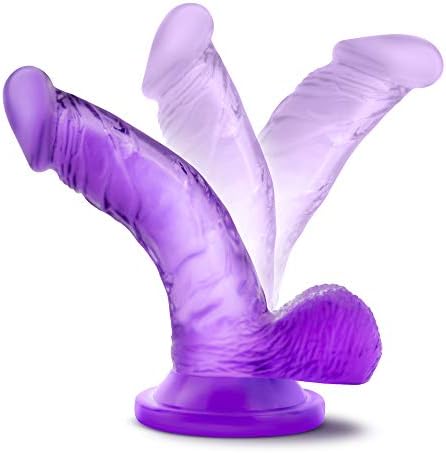 Руменило - 4 инчи реална тенок заоблен g Spotter Cup Dildo Sex Toy за жени со трескање - Транспарентна виолетова