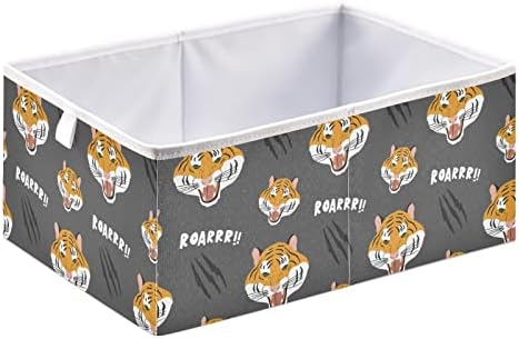 Емеливор симпатична тигар сива коцка за складирање на коцки за складирање коцки водоотпорна корпа за играчки за канти за организатори за