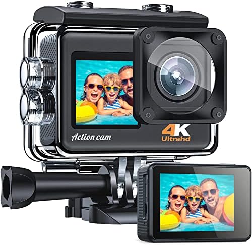 Акционен фотоапарат CamWorld 4K 24MP Ultra HD WiFi Двојна боја Екран водоотпорна камера EIS 131ft Подводни фотоапарати 170 степени широк агол,