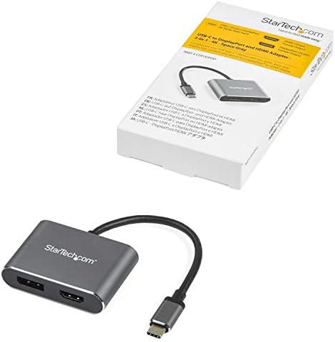 Startech.com USB C MultiPort Video Adapter-4K 60Hz USB-C до HDMI 2.0 или DisplayPort 1.2 Адаптер за монитор-USB Type-C 2-In-1 Display