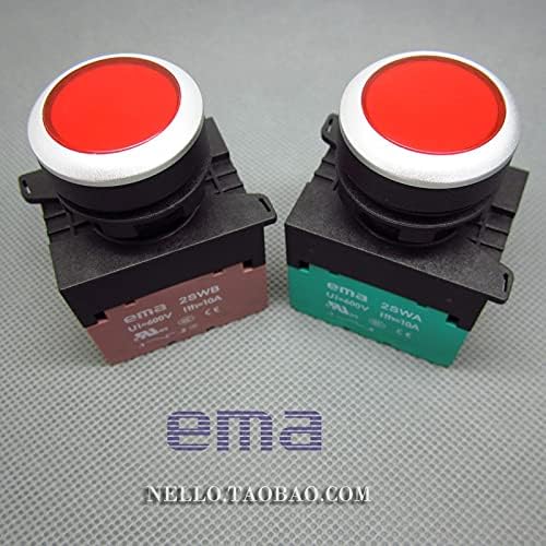 [SA] ЕМА осветлен притисок 22мм E2P1 * .M LED само-ресетирање LED AC110 / 220V 1NO или 1NC-10PCS / лот-