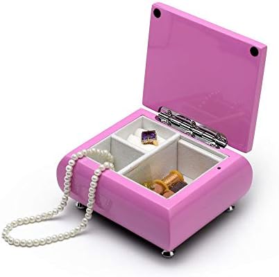 Симпатична висока сјај 18 белешка розова музичка кутија за накит девојки зачувување - многу песни што треба да ги изберете - сонував