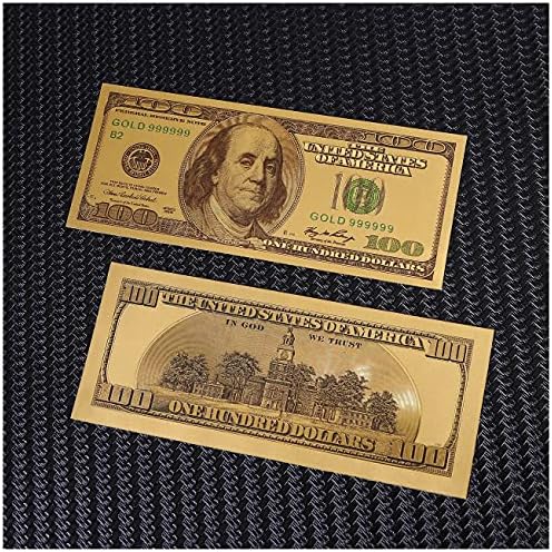 LuckyBamboo 5 Пакет На 100 Долар Сметки, Златна Фолија ДОЛАРИ Хартија Пари Банкноти Занаети Неверојатни Детали &засилувач; Автентичен Изглед