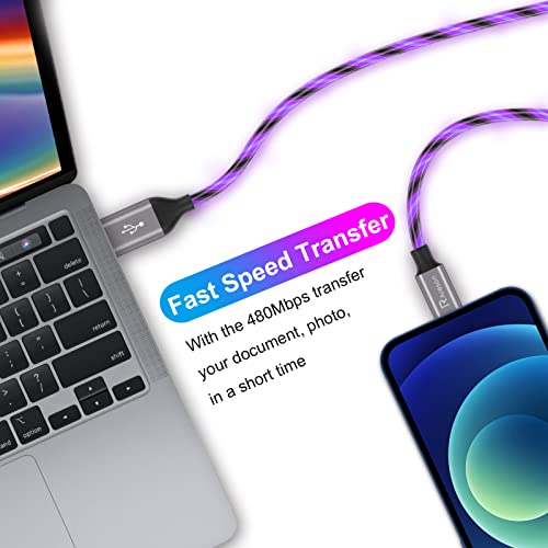 Осветлете го кабелот за полнач за iPhone, LED Кабли За Молња 1 Пакет | Apple MFi Сертифициран | USB Кабел За Брзо Полнење За apple iPhone 13 12