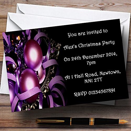 Виолетови Топчиња Персонализирани Покани За Божиќ/Нова Година/Празници