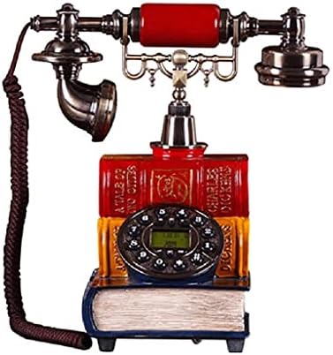 SeaSD ретро книга база на фиксни телефон за дома, гроздобер копче за бирање Телефон Стариот моден телефонски кабел со раце бесплатно, лична