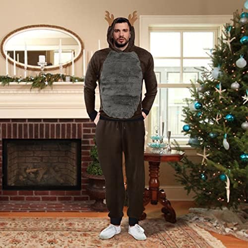 Машка есен и зимска Божиќна облека сет fawn џемпер и панталони две парчиња смешни меки пински одземени за мажи