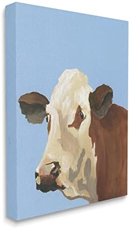 Stuple Industries Blue Farm Cow Cow Portreate Canvas wallидна уметност, дизајн од Регина Мур