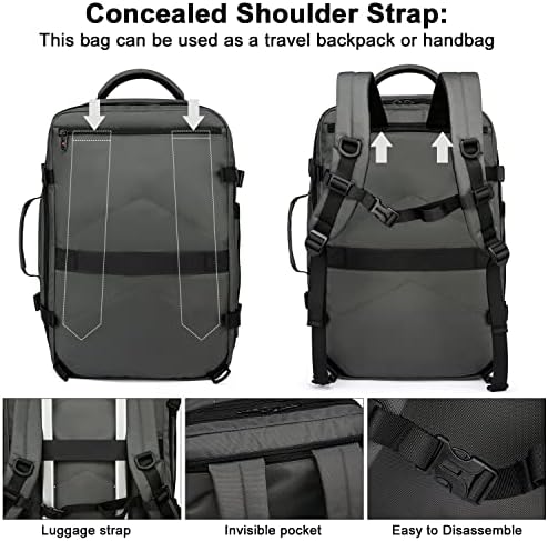 Асенлин 40L-50L патувачки ранец за жени мажи ， 18 инчи лаптоп ранец лет одобрено багаж носете на компјутерски ранец отпорен