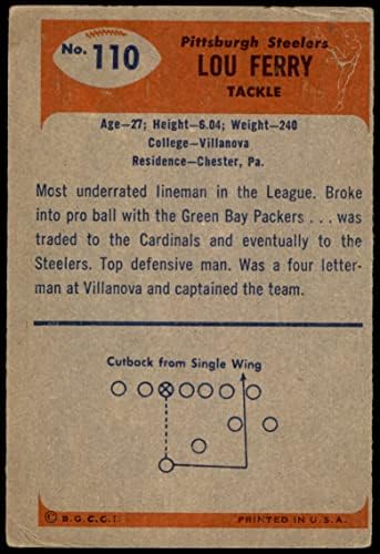 1955 Bowman # 110 Lou Ferry Pittsburgh Steelers Cards 2 - Добри челичари
