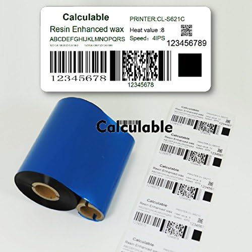 Calulable 2 Rolls 4.33 X1476 'Термички трансфер Восок лента Core 1 Баркодни панделки за печатачи на ленти со ленти со податоци, восочна
