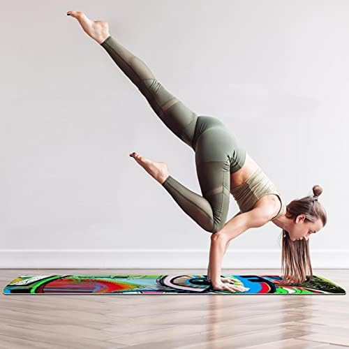 6мм Екстра густа јога мат, апстракција композиција печати еко-пријателски вежби за вежбање душеци пилатес мат со јога, тренинг, основна фитнес и вежби за подот, мажи