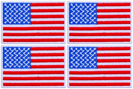 Пак 4 Мало знаме на САД во САД знаме на САД, американско знаме, извезено железо на лепенка на Соединетите Американски Држави на Америка,