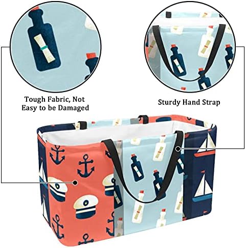 Lorvies повторно употребени намирници за намирници плажа морско сидро за преклопување на големи канти за складирање корпи за торбичка за шопинг за купување тота