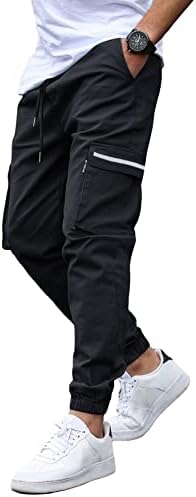 Gorgglitter Машки широки панталони за товарни панталони со џогери за третирање на половината