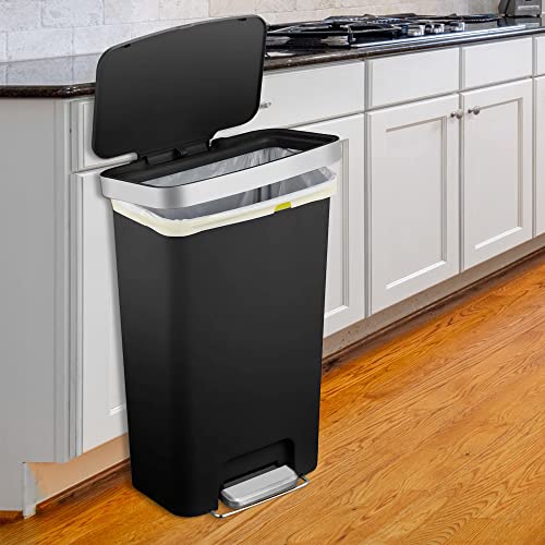 Црна пластична конзерва за отпадоци, 11,9-галон кујна за ѓубре, конзерва за отпадоци, отпадоци за отпадоци, пластична корпа за отпадоци