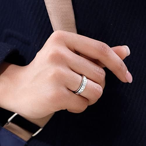 Продавница LC Moon Star 925 Стерлинг Сребрен спинер прстен за анксиозност прстен фигуринг прстен за жени мажи свадба бенд Платинум