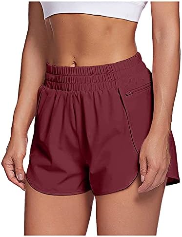Атлетски шорцеви панталони тренингот еластичен женски џебови панталони женски атлетски шорцеви со џебови вино