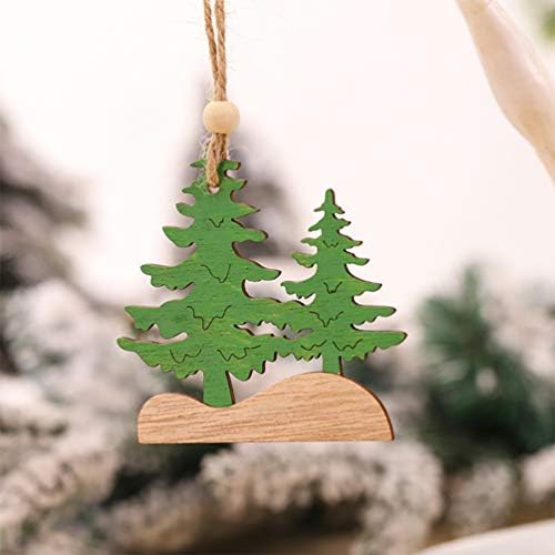 Besportble 4 парчиња дрвен украс виси приврзок за декорација на новогодишна елка