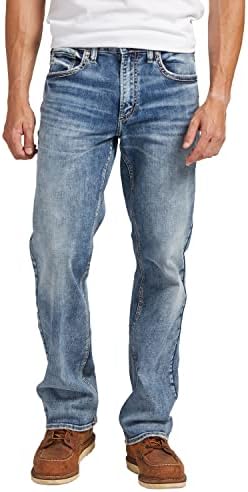 Сребрен фармерки копродукции за мажи за задно опуштено вклопени фармерки со права нозе