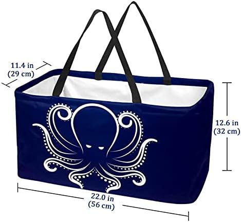 Lorvies за еднократно торбички за намирници сини и бели октопод преклопување на големи канти за складирање корпи за торбичка за шопинг