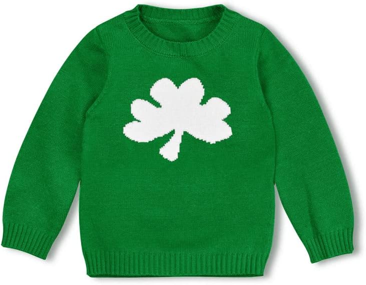 Бесербај унисекс дете ирска детелина Св. Патрик Денот на плетениот џемпер од пулвер 6м-6Y