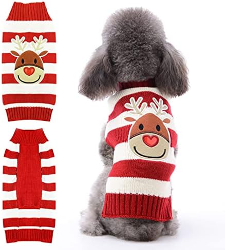 Tengzhi Dog Божиќна џемпер Симпатична ирваси соблечена мачка грда Божиќна облека за одмор кученца костуми есен зимски плетени миленичиња