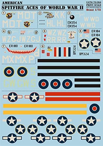 Скала за печатење 72-064 - 1/72 Деклара за американски Spitfire