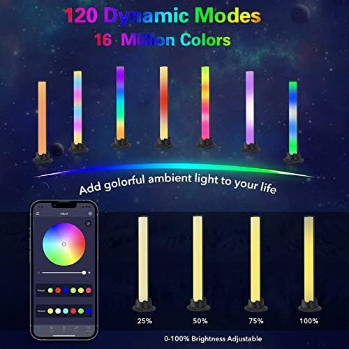 Firacer Smart LED светлосни шипки, RGB Ambient Lighting Gaming Lights со безжична контрола на апликации и 4 режими на музика за синхронизација,
