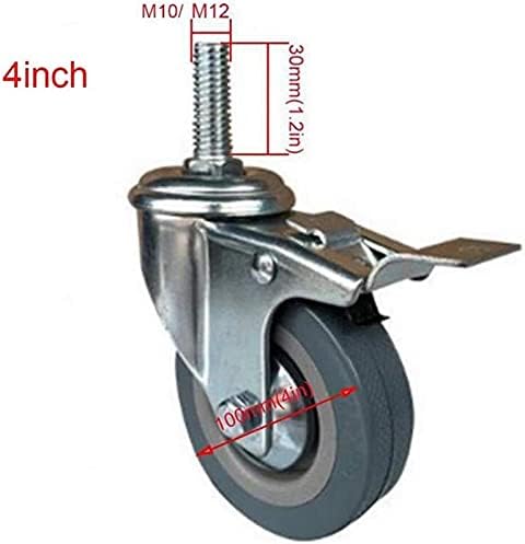 Hjrd Тркала, 4Pcsnitureers Trolleynitureer 75/100mm Вртливата M10/M12 Treadedor Тркала/Вртливата/4Inchm12