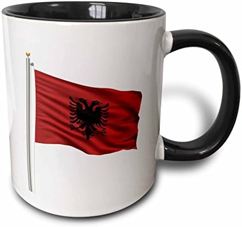 3drose знаме на Албанија на знаме за знаме над бел албански - чаши