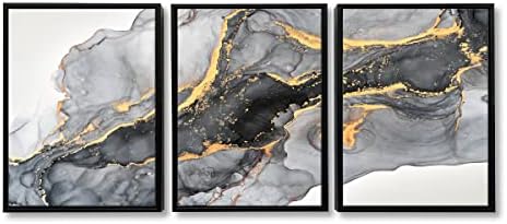 Црно -бела апстрактна wallидна уметност модерна врамена златна течност мастило платно печати сликарство во форма на проток на вода уметнички дела за спална соба дне?