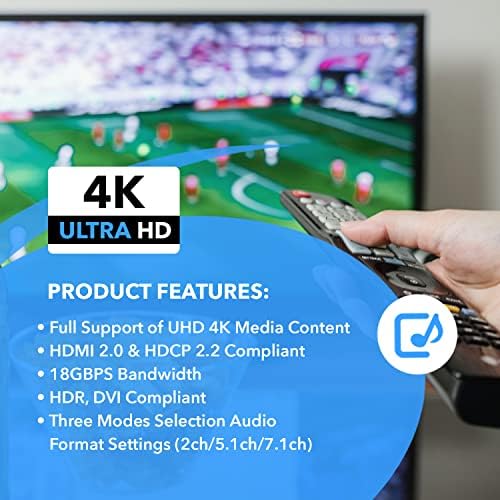 Ореи EARC 4K 60Hz аудио екстрактор, конвертор звук лента 18G HDMI 2.0 ARC Поддршка - HDCP 2.2 - Dolby Digital/DTS Passstrough CEC,
