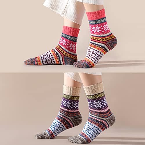 5 пар волна чорапи за жени - дебели меки волна чорапи, удобни и топли женски волна чорапи, женски зимски топло чизми за чистење