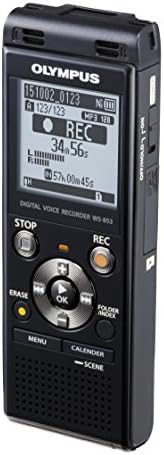 Олимп WS-853 црн диктафон со вистински стерео микрофон, 8GB, 110 часа траење на батеријата, гласовна рамнотежа, директна USB врска, со формат