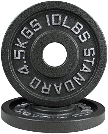 Олимписки плочи со олимписки тежини од леано железо - Бесплатни тегови со 2 -инчен дупка и анти -рист, завршница на Хаммертон - идеален за тренинг