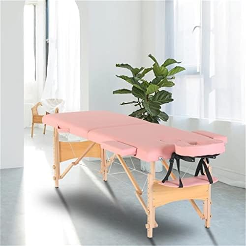 Масажа за масажа на Renslat, кревет 2 делови, преклопување бука нога 186x60x60cm Висина прилагодлива разноврсна преносна розова/бела боја