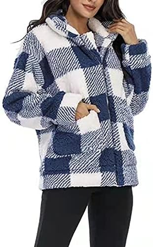 Класична блуза за спојување за жени со долг ракав Фестивал на скијање, топла блуза Проверена со џебови Полиестер