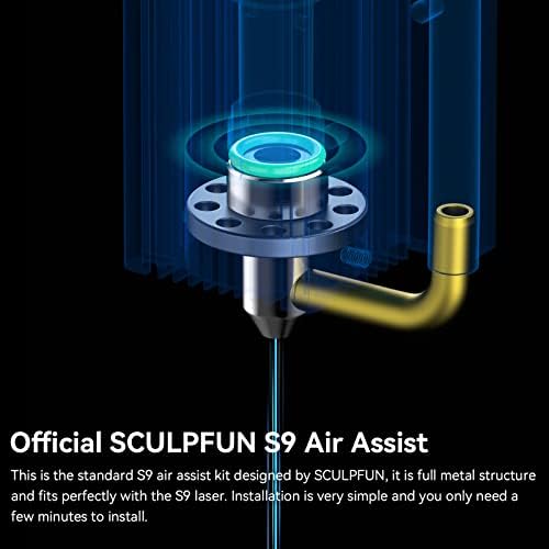Sculpfun Laser Air Semsion Pump со комплет за млазници за помош на воздухот за S9, 30L/мин проток на воздух, голема брзина на воздухот, побрзо