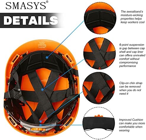 SMASYS SEAFTION HARD HAT ABS Шлемот прилагодлива со суспензија на визирот 6 точки совршена за градба, една големина