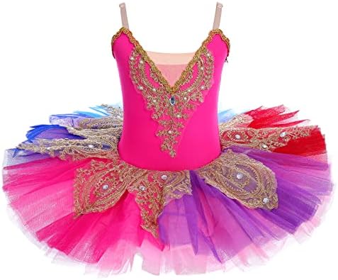 Девојки Камизол здолниште со леотард лебед езеро балетски танц облека туту принцеза фустан балерина костум за перформанси