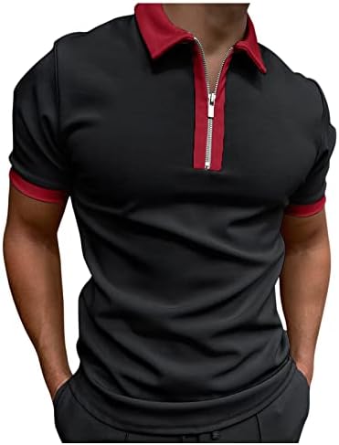 Ruiruilico летни поло маици за мажи обични кратки ракави маички патент до опуштено вклопување 3D отпечатоци спортски голф поло -туники