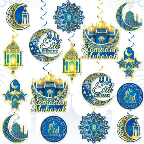 Декорации Рамазан висат вртења на еид украси за дома 32 парчиња Рамадан Мубарак Декорации што висат поток за украси на Еид Мубарак,