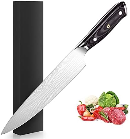 Нож за готвачи од авармора 8 инчи кујнски ножеви јапонски готвач нож Дамаск готвач нож фалсификуван висок јаглерод не'рѓосувачки челик