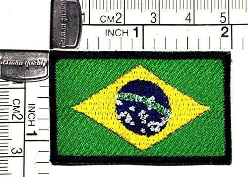 Кленплус 1, 2Х2 ИНЧИ. Мини Бразил Знаме Везени Лепенка Железо На Шие На Националниот Амблем Печ Плоштад Форма Знаме Земја Закрпи ЗА САМ