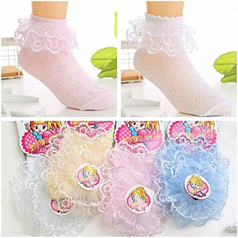 Чорапи со чипка за девојчиња, чорапи од чипка од очен чипка со чорапи со памук за дете за дете