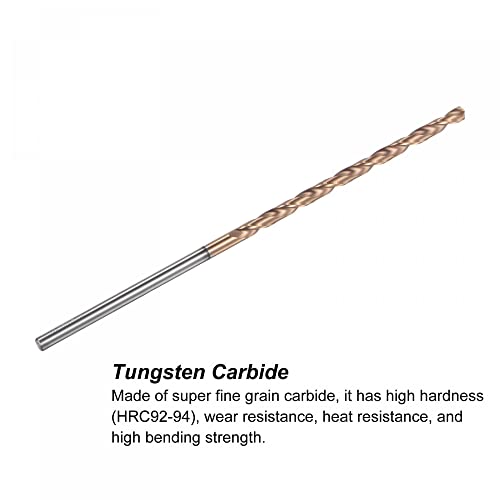 Uxcell Twist Dript Bit, 3mm титаниум обложена цврста волфрам карбид K35 директно шипка со должина од 100мм долга должина за дупчење легура од не'рѓосувачки