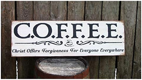 Кафе Христос нуди прошка за сите насекаде модерно земјоделско знак од дрво Рустикален дрвени знаци дрвени блок плакета wallидна