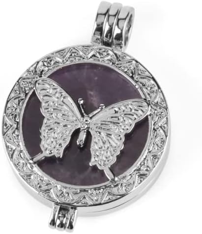 Природен камен заздравување приврзок пеперутка шуплива шкафче нишало оргонитни ѓердани за жени накит аметист ланец
